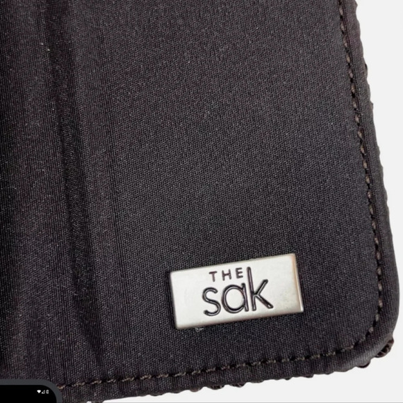 The Sak Women's Black Crochet Trifold Wallet Fold over Snap Closure - Picture 10 of 14